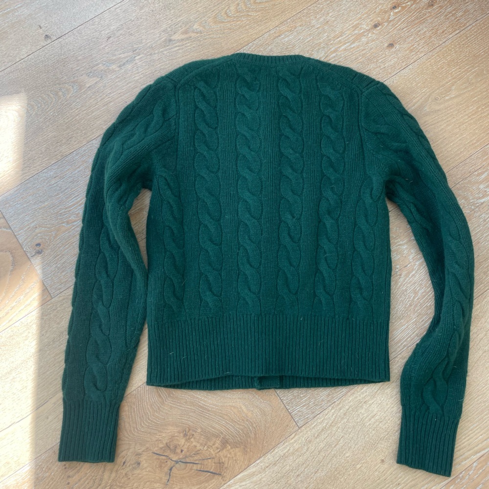 Polo Ralph Lauren Cable-Knit Wool-Cashmere Cardigan Sweater in Castleton Green - Picture 6 of 7
